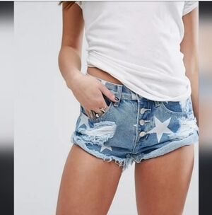 Asos curve star print distressed shorts size 20